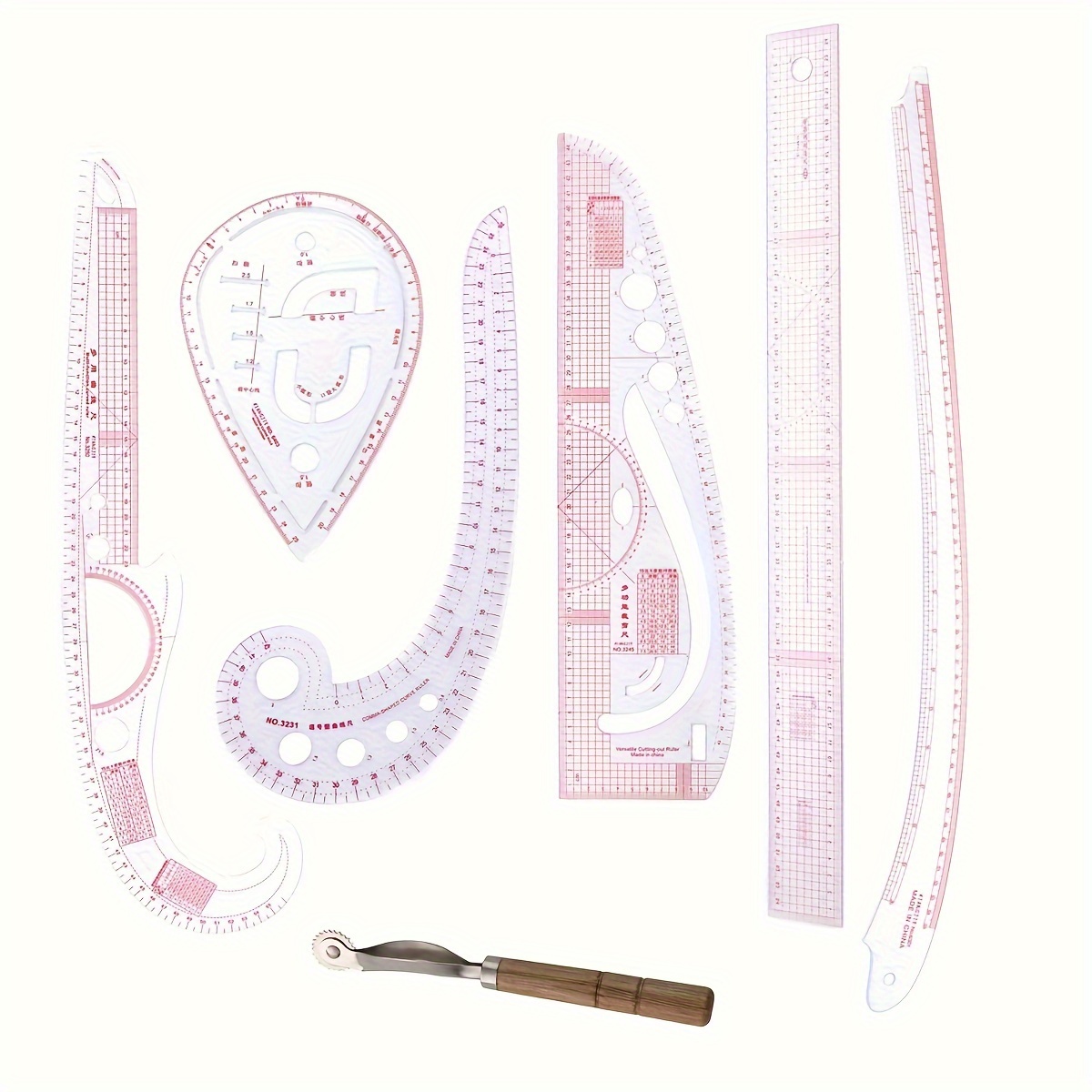 Image of Kurvenlineal Schneiderbedarf Schneiderlineal, 7 Pieces Bekleidung Kurve Lineal Ärmel Zubehör Design Für Muster Zeichnung Als Schablone Mehrzweck