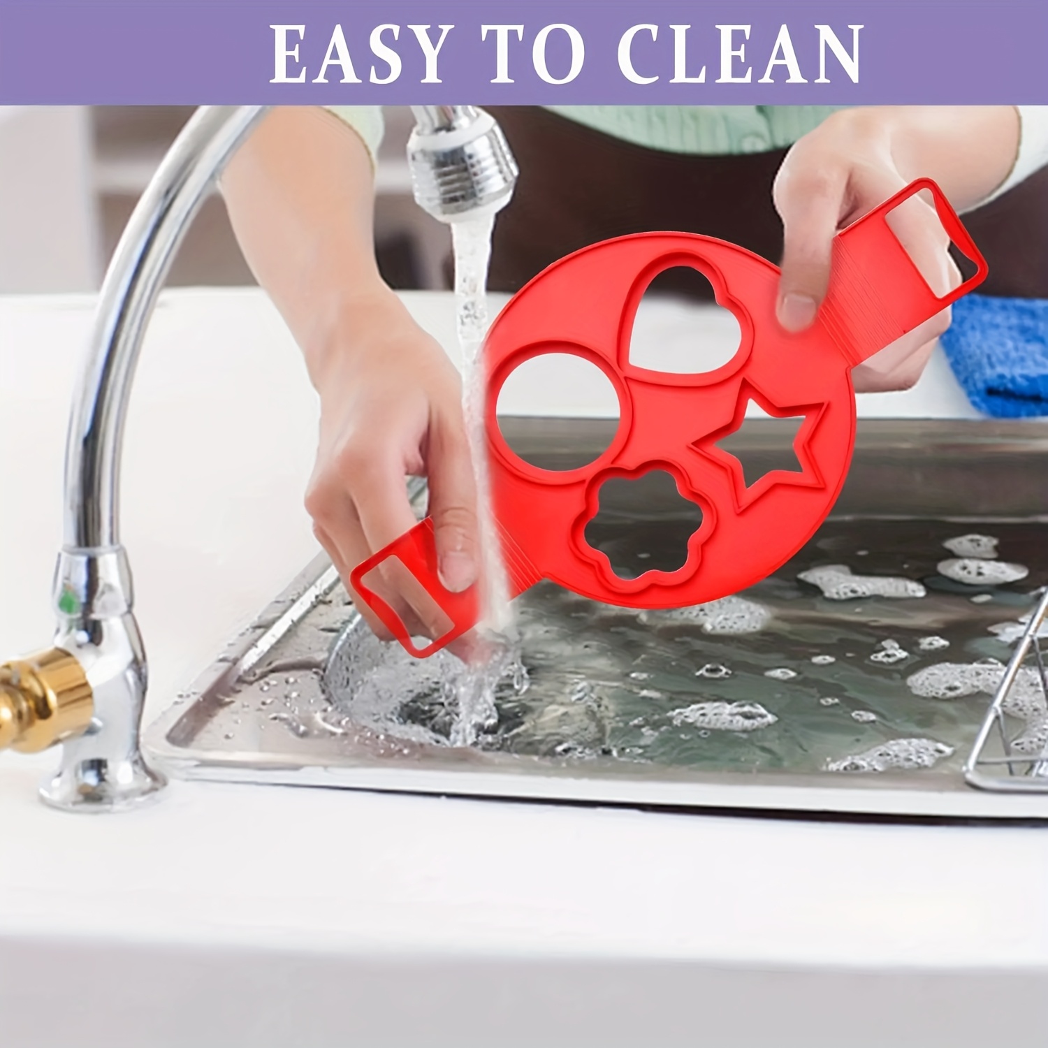 Molde antiadherente para escalfar huevos y hacer panqueques - Formas de corazón, estrella, flor - Molde de silicona en forma de aro para huevos fáciles de limpiar para hacer huevos redondos perfectos, panqueques, huevos fritos - Apto para el hogar, restaurante, desayuno - Utensilio de cocina, cocina