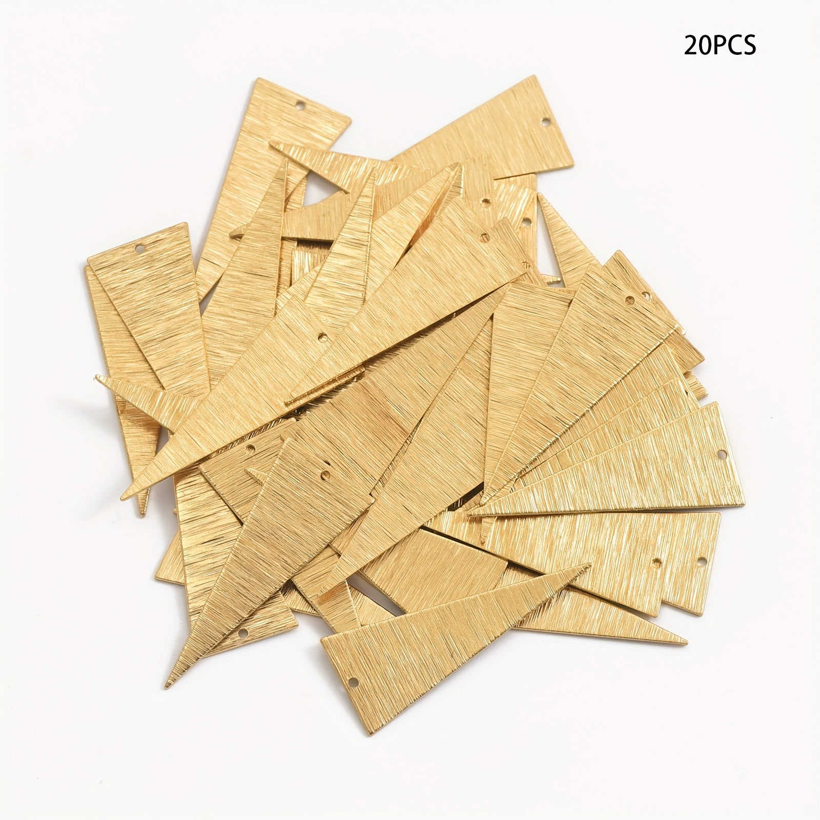8pcs/20pcs Primitive Brass Solid Brushed Single Hole Geometric Long Triangle Pendant