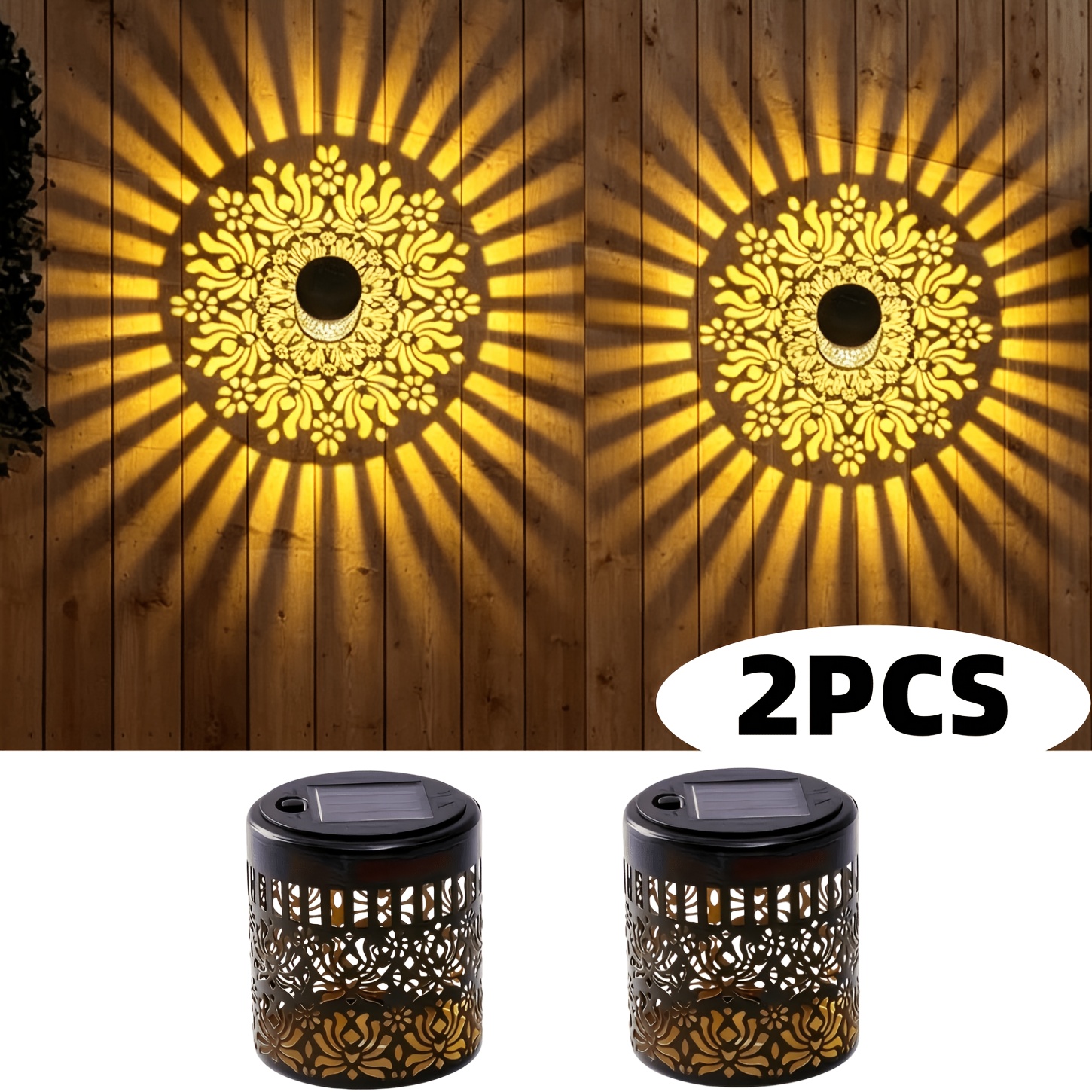TEMU 4/2pcs Outdoor Solar Exterior Wall Lights, Solar Hollow Peony Lights, Rgb Optional Step Wall Lights, Ip65 Solar Deck Lights, Suitable For Porch