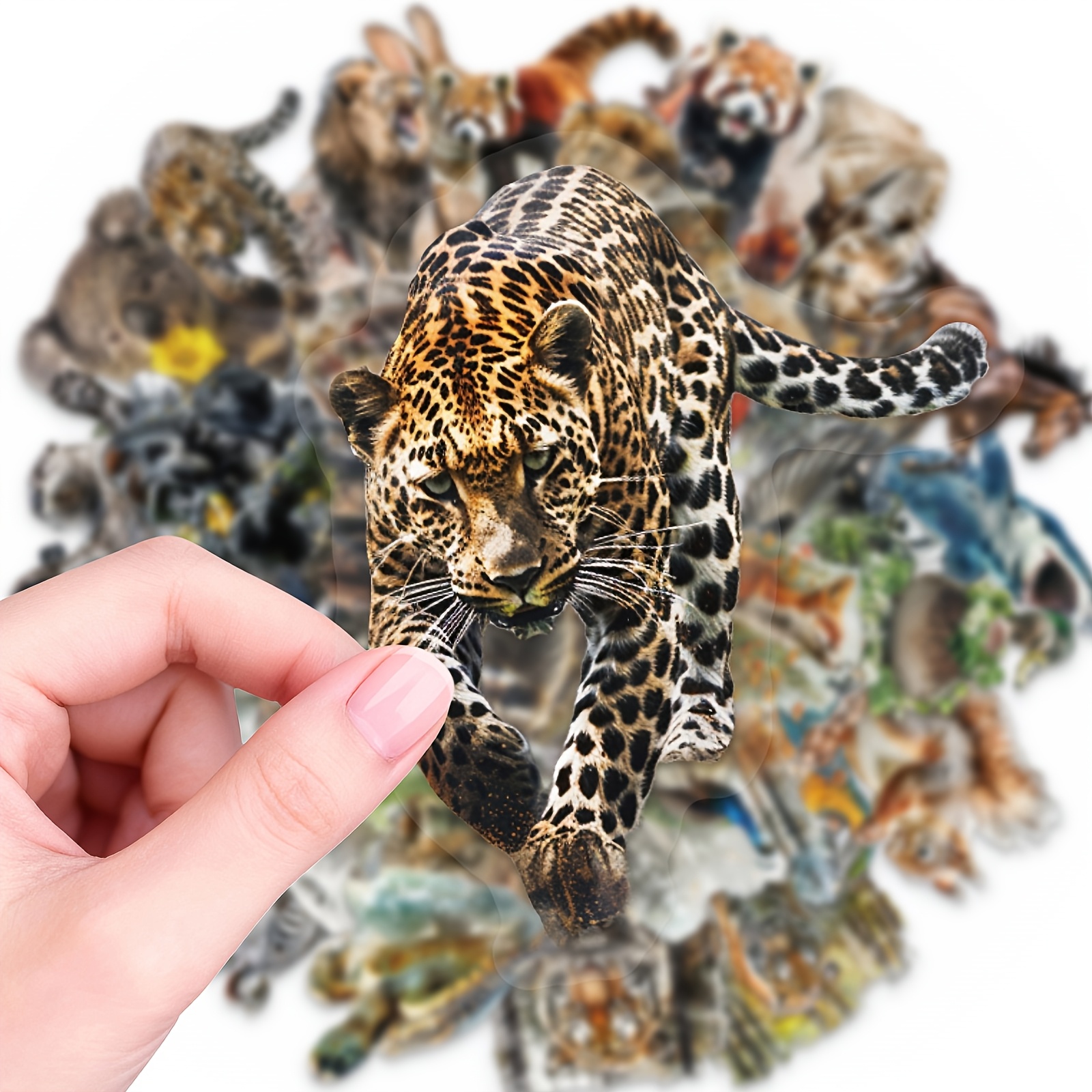 Image of 50 Realistic Stickers, Pet Transparent Stickers Featuring Wild Animals, Suitable For Scrapbooking, Crafts, Photo Albums, And Rewards