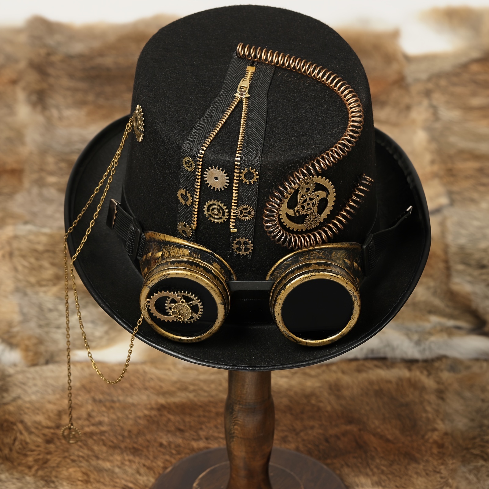 Cilindro Steampunk Con Occhiali - Accessorio Travestimento Marrone Taglia Unica - Per Feste E Cosplay - Foto 13