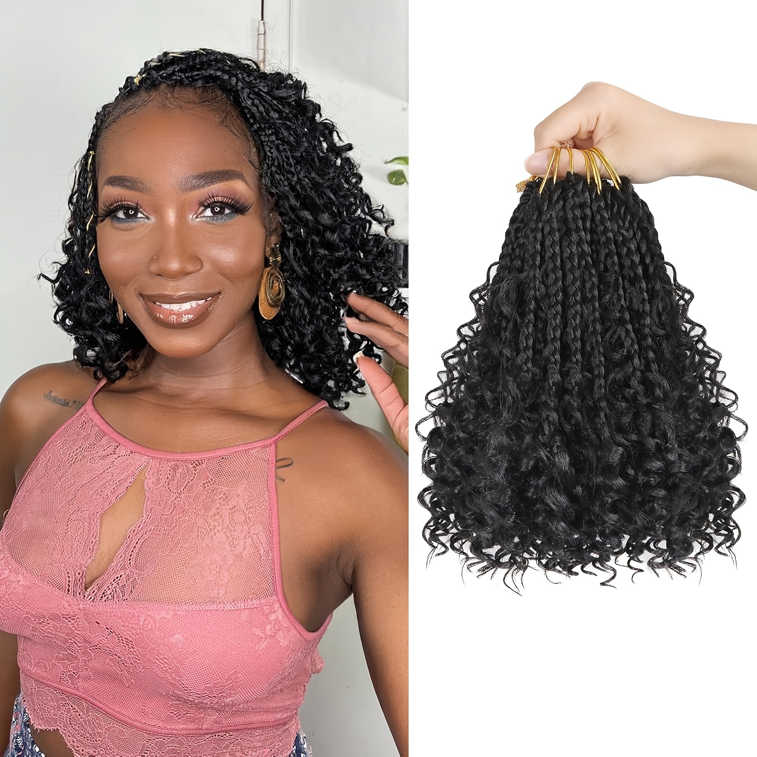Vorgedehntes Flechthaar – 40,6 Cm, 8 Packungen, Mit Perlen, Für Box Braids & Twists, Weiche Synthetik-Faser