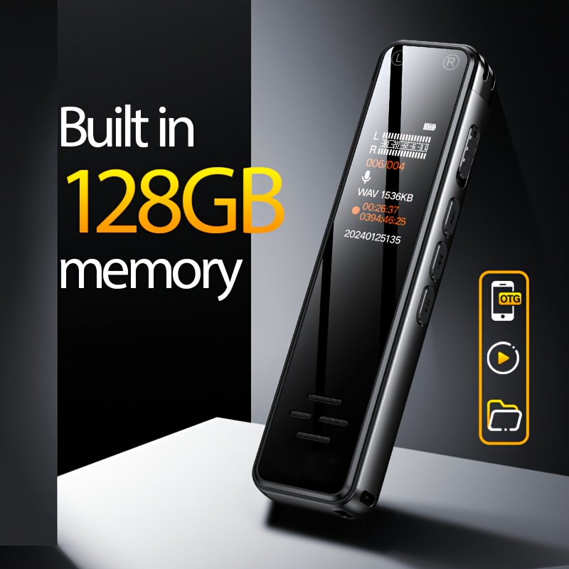64gb voice   audio recorder portable usb mp3 player with noise reduction one click recording ideal for interviews lectures meetings rechargeable digital audio recorder with   black recording equipment