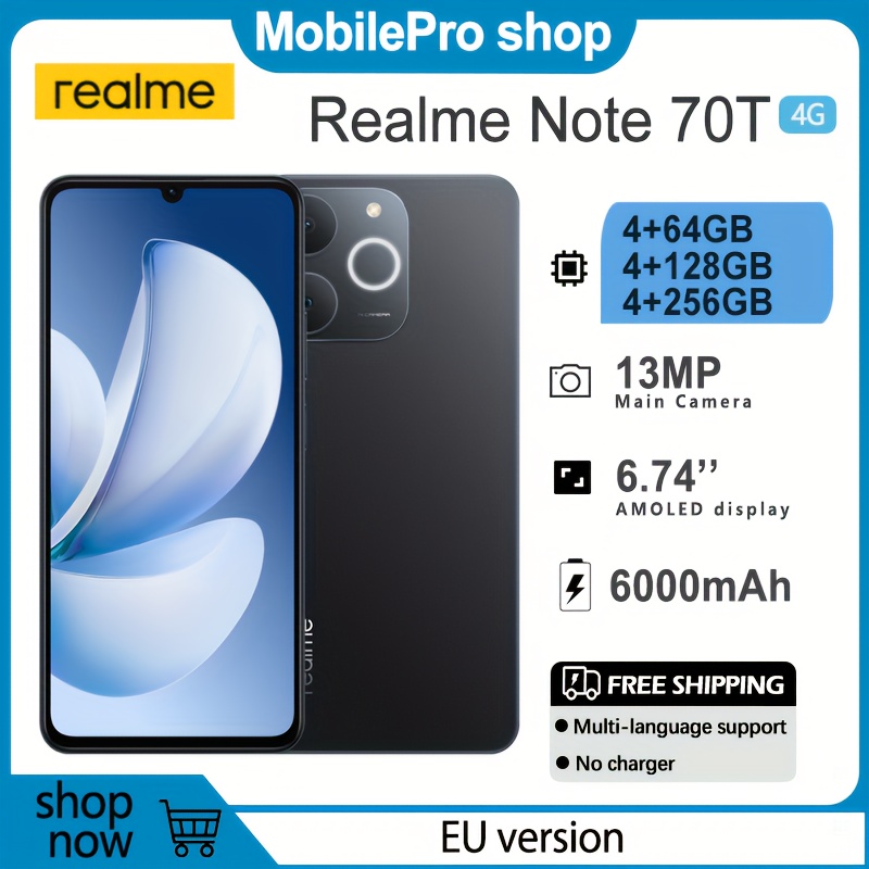 Realme Note 70T 4G Smartphone 4+64GB/4+128GB/4+256GB, Pantalla de 6.74 pulgadas, Androi...