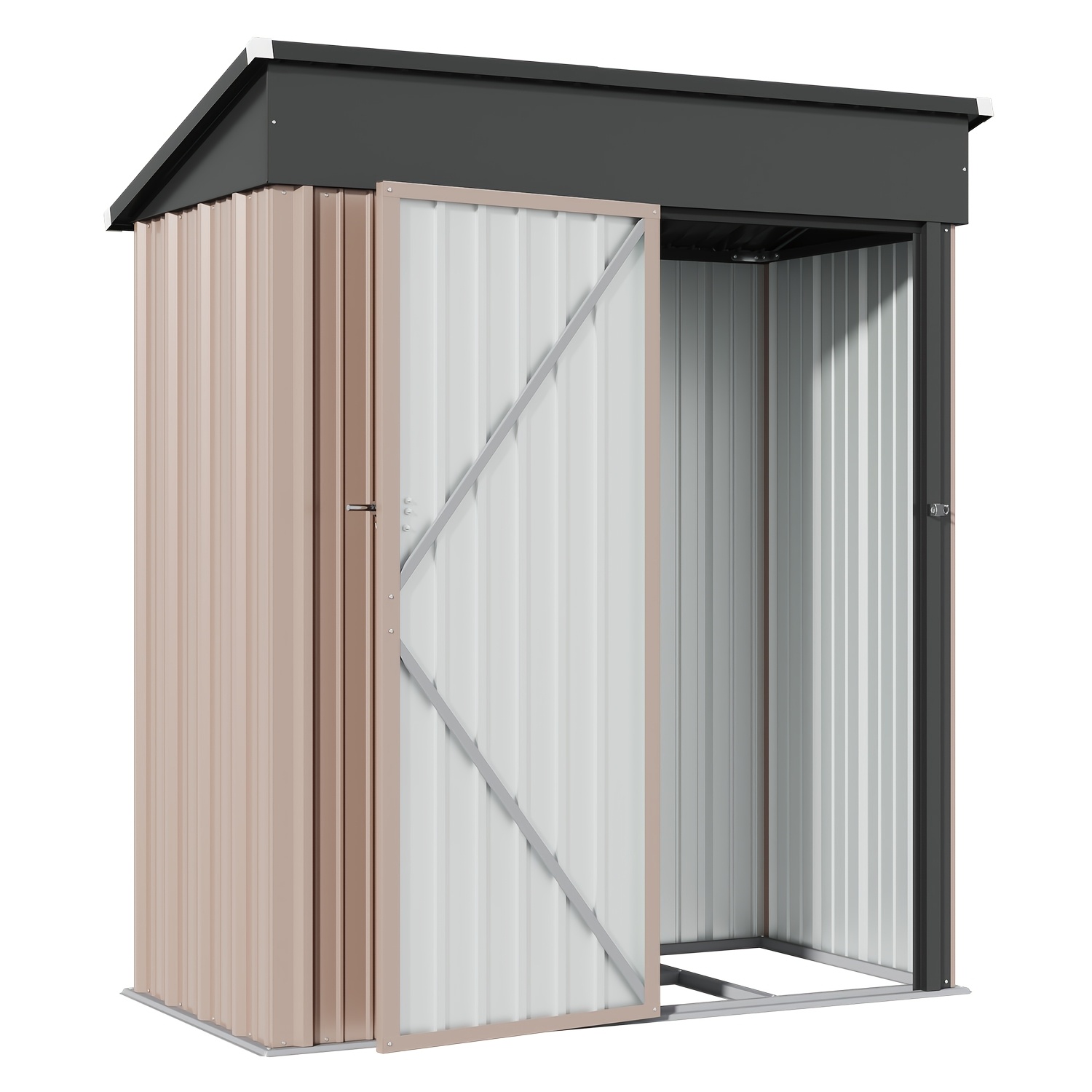 TEMU 5 X 3/3 X 3 Ft Compact Outdoor Storage Shed - Weather-resistant Metal Tool Shed With Sloped Lockable Door, Ideal For Garden Tools, Patio