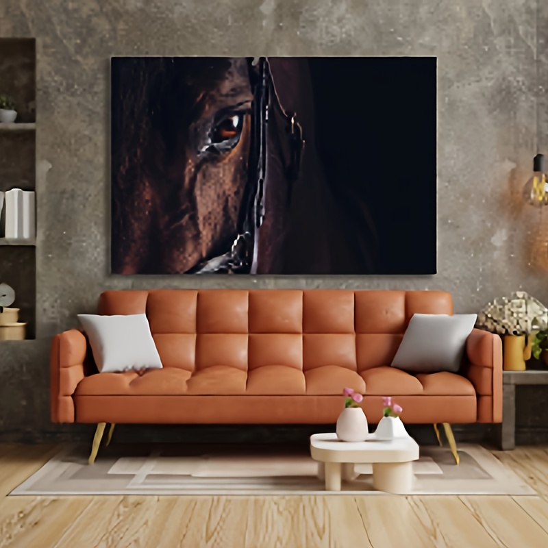 

Abstraction Black Horse's Gaze Farmhouse Canvas Print Wall Art Canvas With Framed Ready To Hang Living Room Bedroom Decor