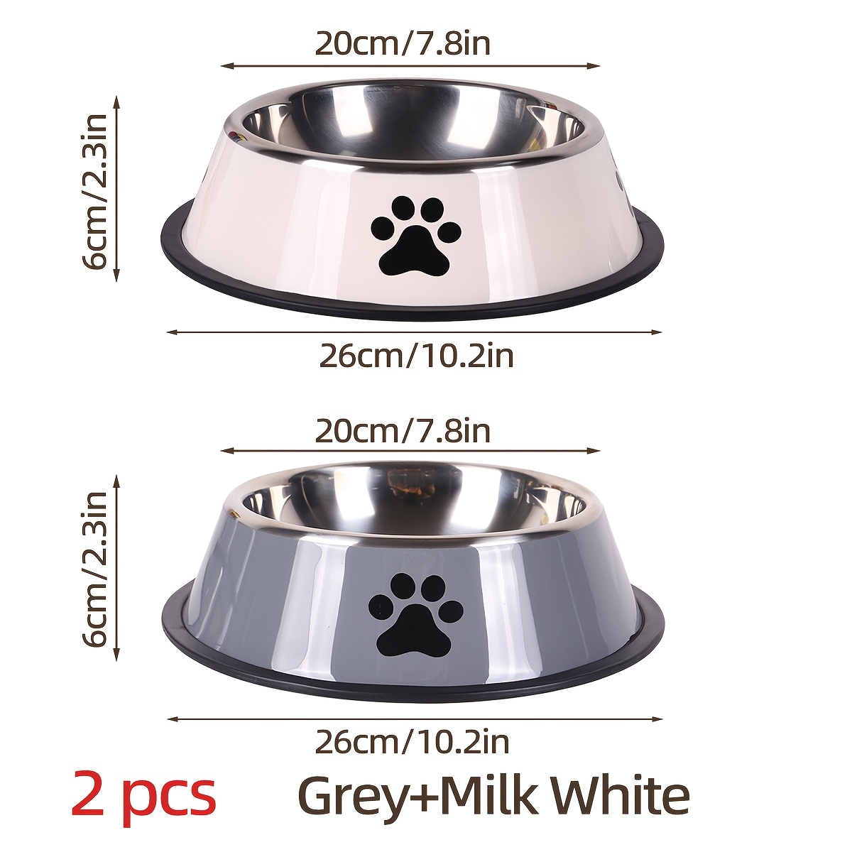 E-shop SUPET 2er-Set Edelstahl Haustier- mit rutschfestem Gummiboden - Langlebig, leicht zu reinigen, kippsicheres Design für Hunde & Katzen, inklusive