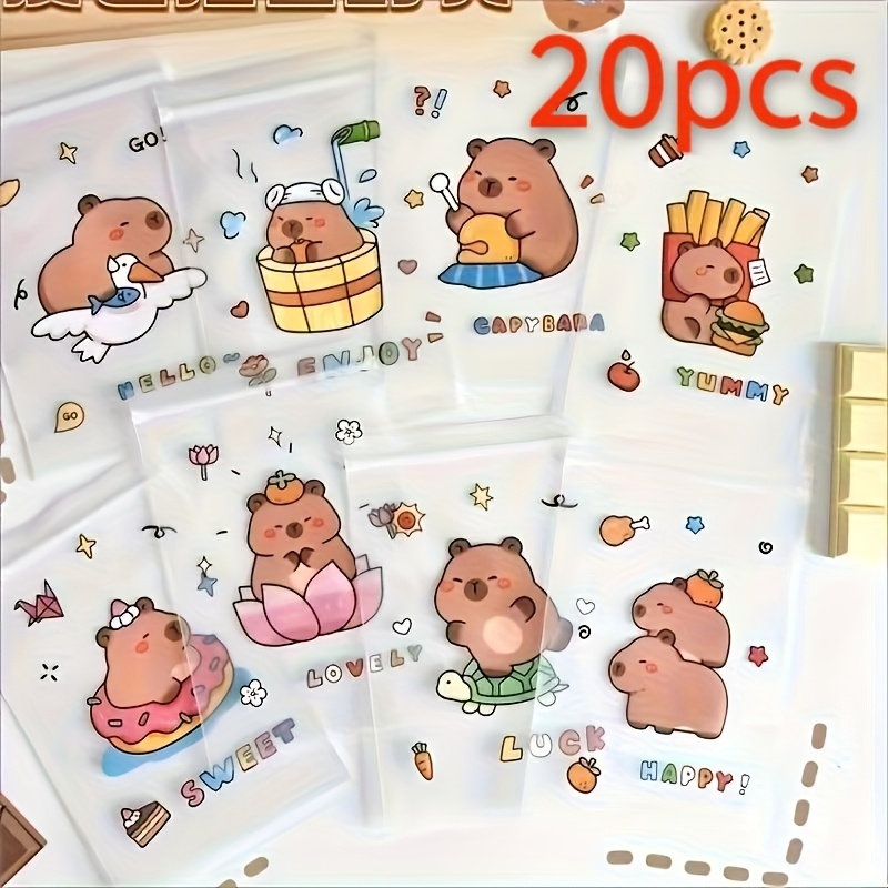 TEMU 20pcs Cute Capybara Mini Zipper Bags - Dust Bags, Hair Accessories, Gift Bags, Hair Clips, Etc.
