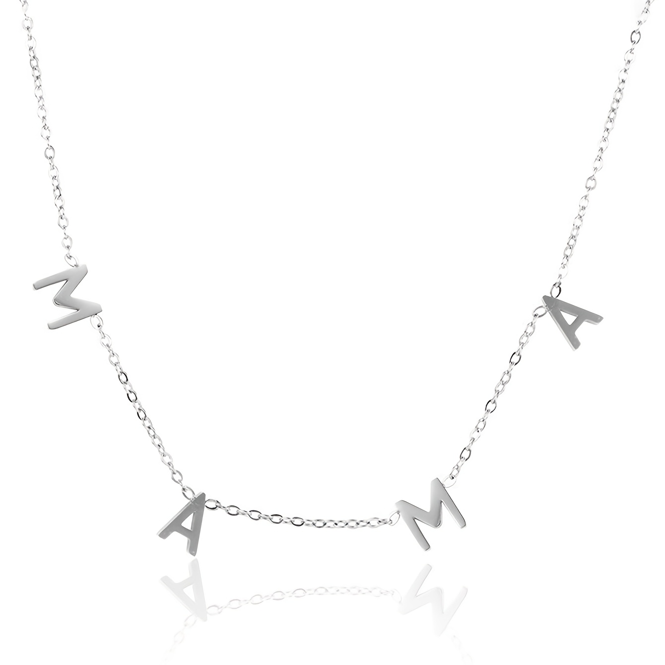 TEMU Niche Design Sense Elegant All-match Korean Mama Letter Pendant Stainless Steel Necklace Women' Jewelry Gift