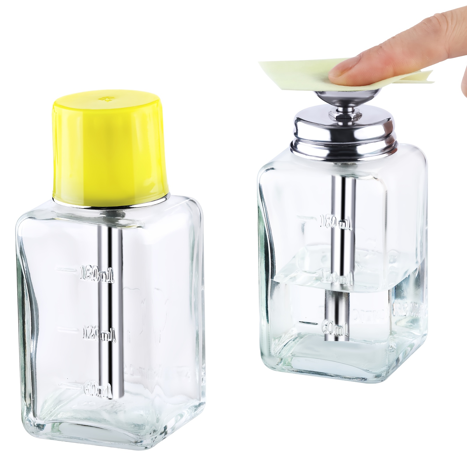 Image of 180ml Glass Bottle For Nail Polish Remover, Featuring Funnel Design For Easy Dispensing Of Cleaning Liquids