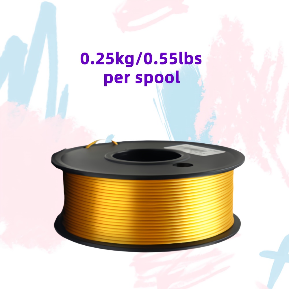 Golden Pla 3d Printer Filament, 250g (0.55lbs) Spool, Glossy Fdm Printer Filament 1.75mm Dimensional Accuracy +/- 0.02mm, Golden