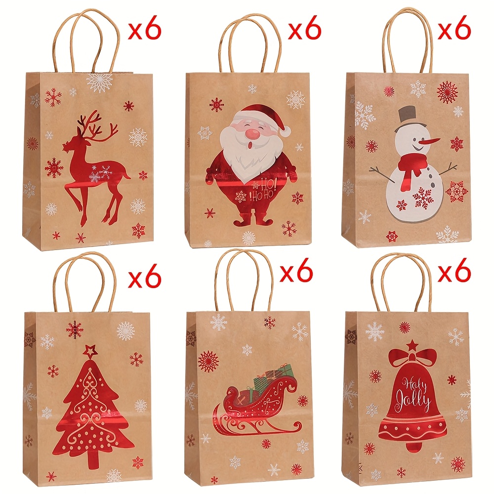 TEMU 36pcs Christmas Gift Packaging Bag Single-sided Hot Stamping Party Hand-held Gift Bag 8.07 5.9 In Small With Handle Paper Bag Retail Store
