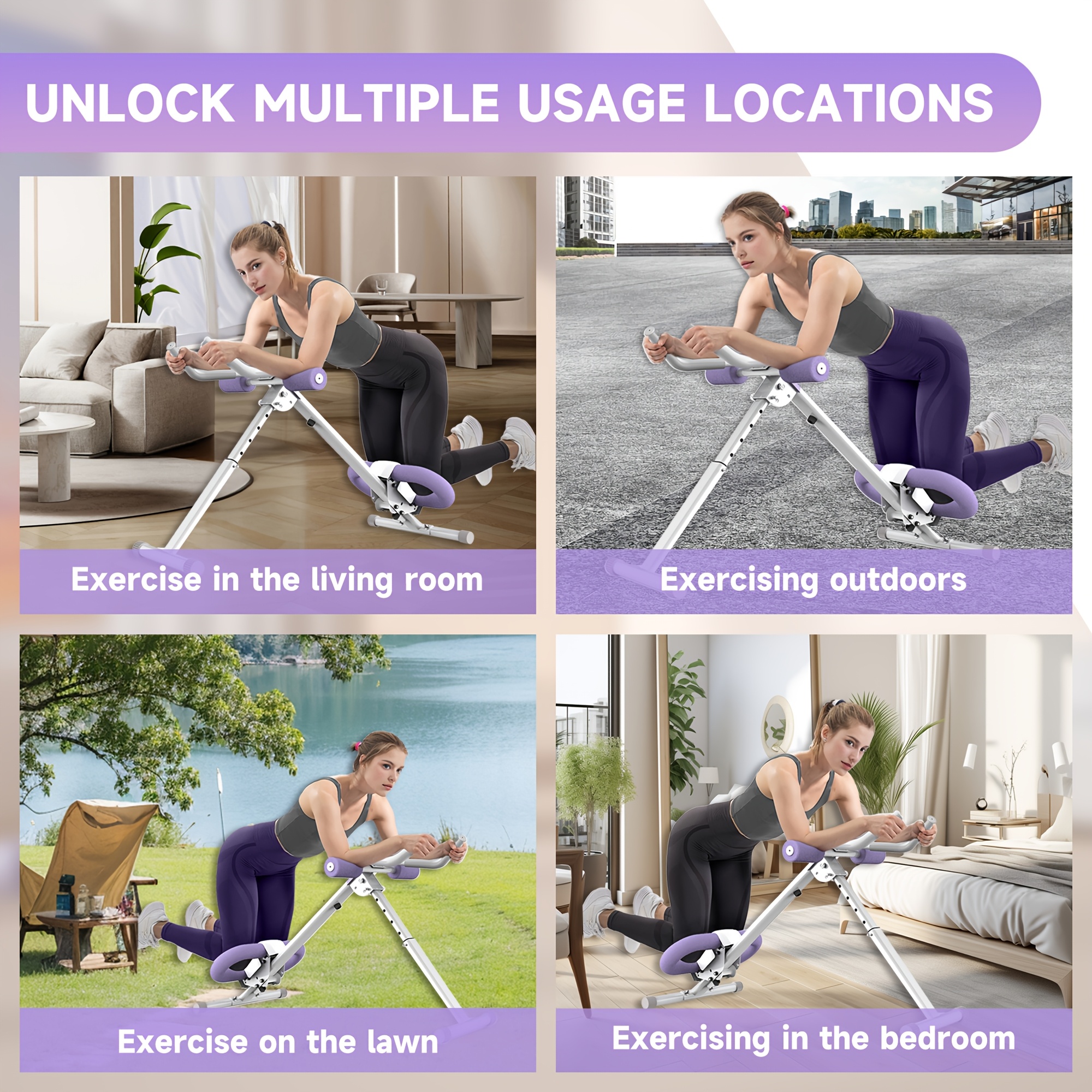 Adjustable Ab Trainer Machine With LCD Monitor, Foldable Ab Exercise Machine For Abs, Arm, Leg, Buttocks Shaper, Core&Ab Trainer At Home Gym, Workout Equipment, Outdoor Fun