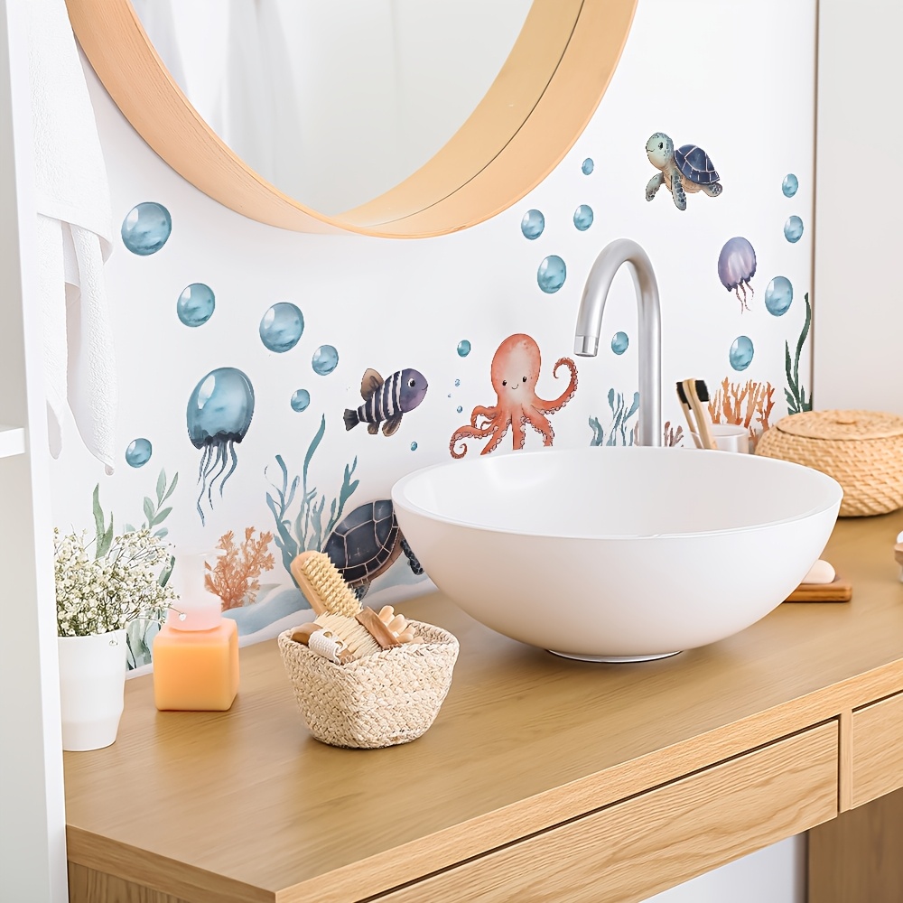 Octopus Turtle Jellyfish Bedroom Entryway Aquarium Home Decor Wall Sticker