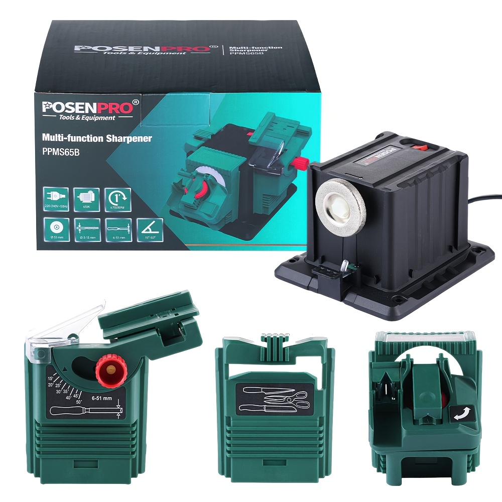 TEMU Affûteuse électrique multifonctionnelle 65W, affûteuse/marteau/taillerie de forets HSS polyvalente à monter sur banc, prise EU, cadeau de Noël