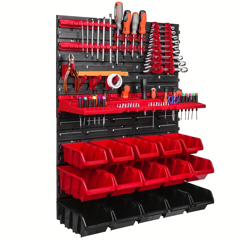 34 piece diy woodworking organizer set wall mounted storage rack for screws nuts bolts nails beads small hardware easy install heavy duty garage organization system details 1
