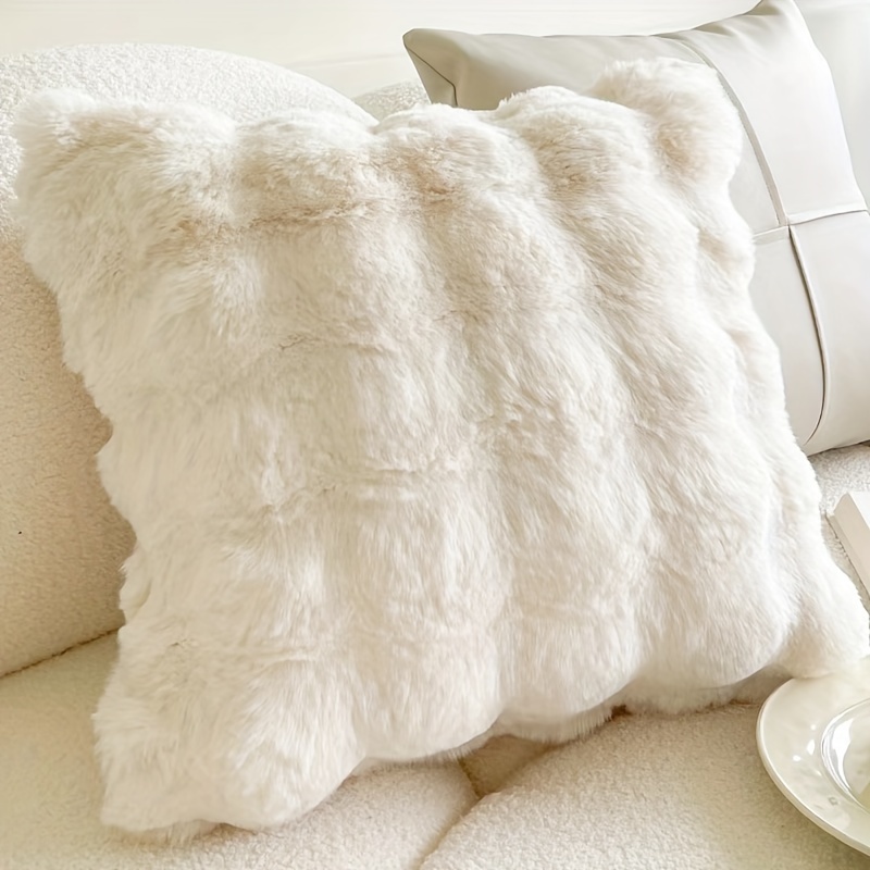 

2- Rabbit Fur 18x18 , Hypoallergenic & Washable, Contemporary Zippered Cushion For And Decor - & Bed -