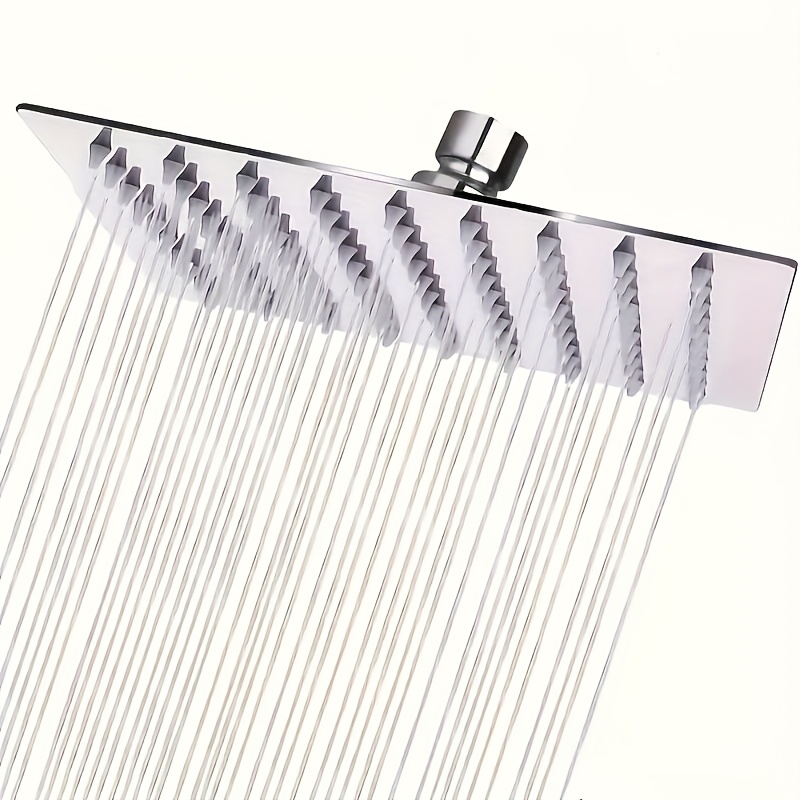 TEMU 8 Inch Large Square And Round Stainless Steel Shower Head - Waterfall Ceiling Mount Showerhead With Diverter Control - Contemporary Painted End