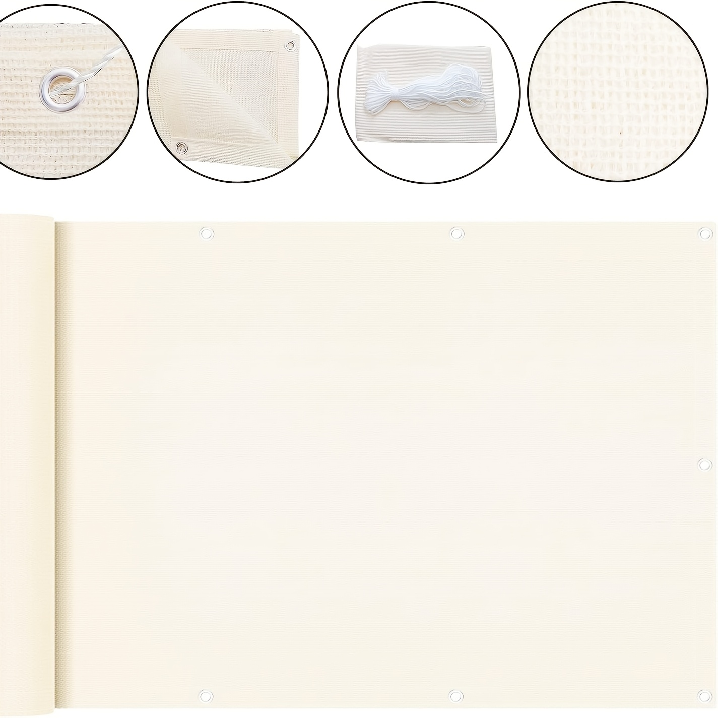 E-shop Balkon Sichtschutz Balkonverkleidung Balkonumrandung Spann UV-Schutz, 90X500Cm/90X300Cm HDPE Balkon Sichtschutz, mit Ösen und Käsefarben/Schwarz