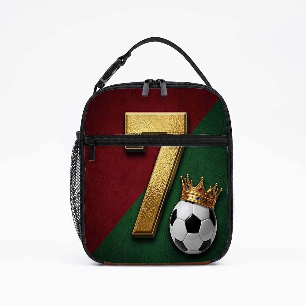 TEMU 1pc Non-food Contact Lunch Bag & Soccer Ball Reusable Bento Tote Bag Crossbody Bag Unisex School Office Outdoor Picnic Use Non-food Contact As A