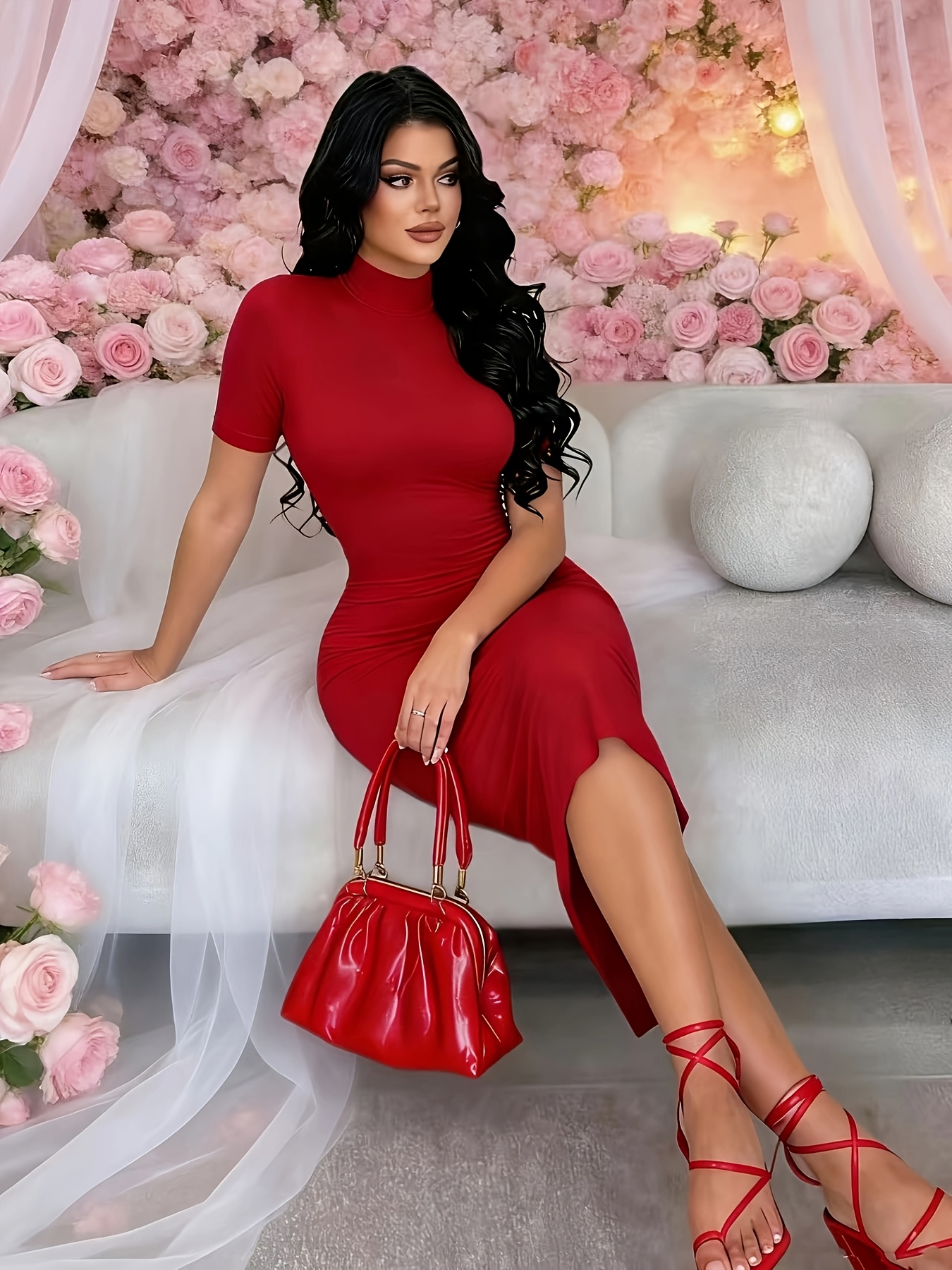 red dress for women sold on Temu United States