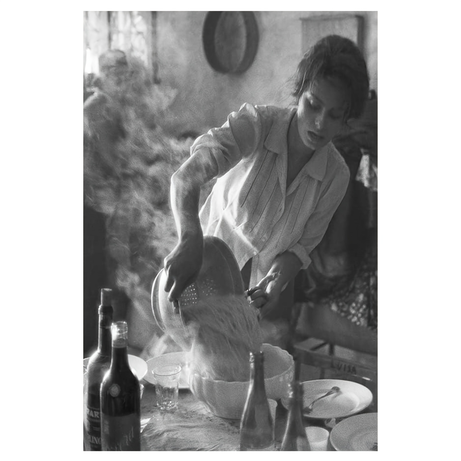 E-shop Loren Spaghetti Kunst Leinwanddruck ohne Rahmen – Vintage Hollywood Wanddekoration, 30x45 cm Italienische Küchenszene mit authentischer Küche im
