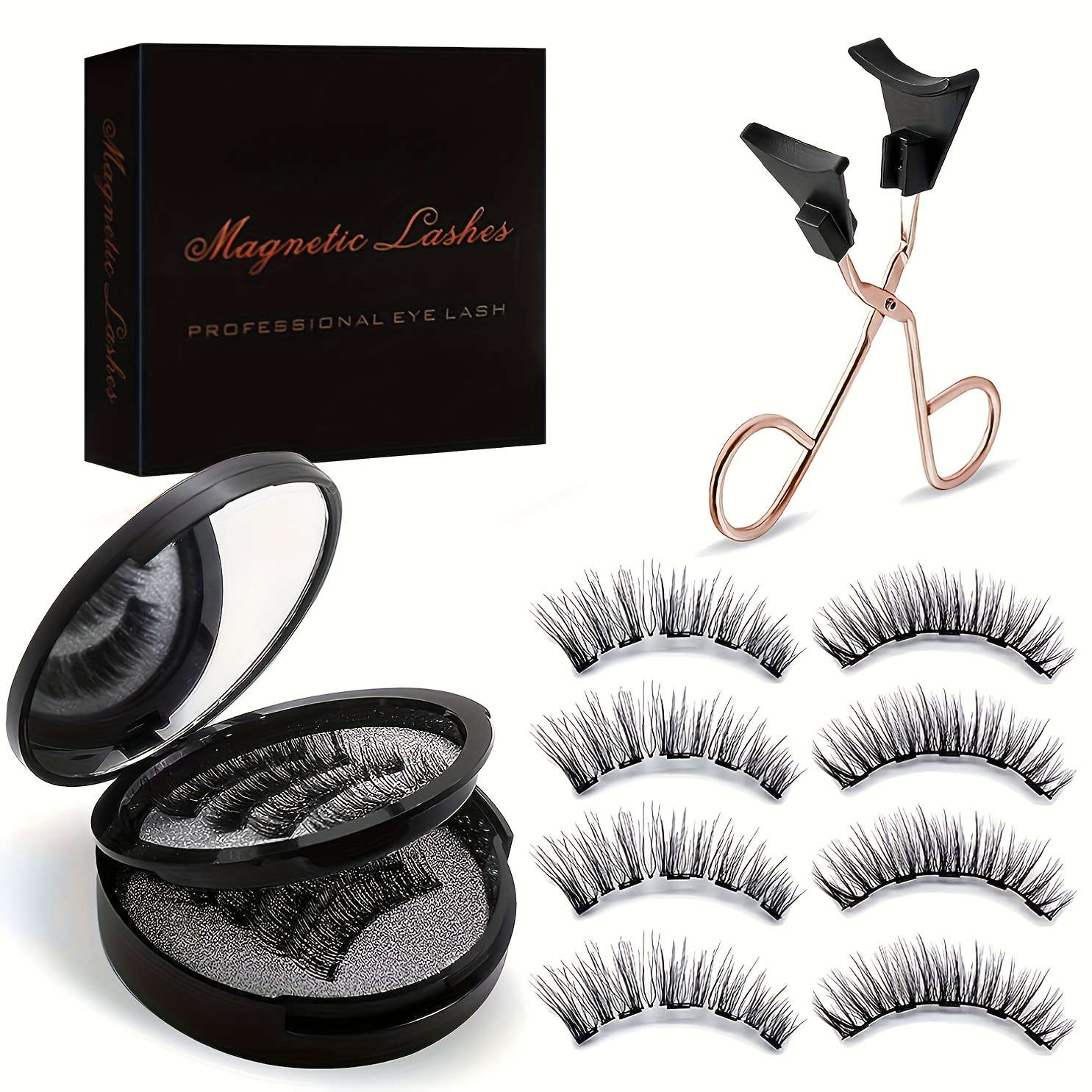 

Magnetic Eyelashes Without Eyeliner - Reusable Dual Magnetic Lashes With 8 Pair, No-glue 3d False Eyelashes Kit With Applicator, Reusable & Waterproof, , Halloween