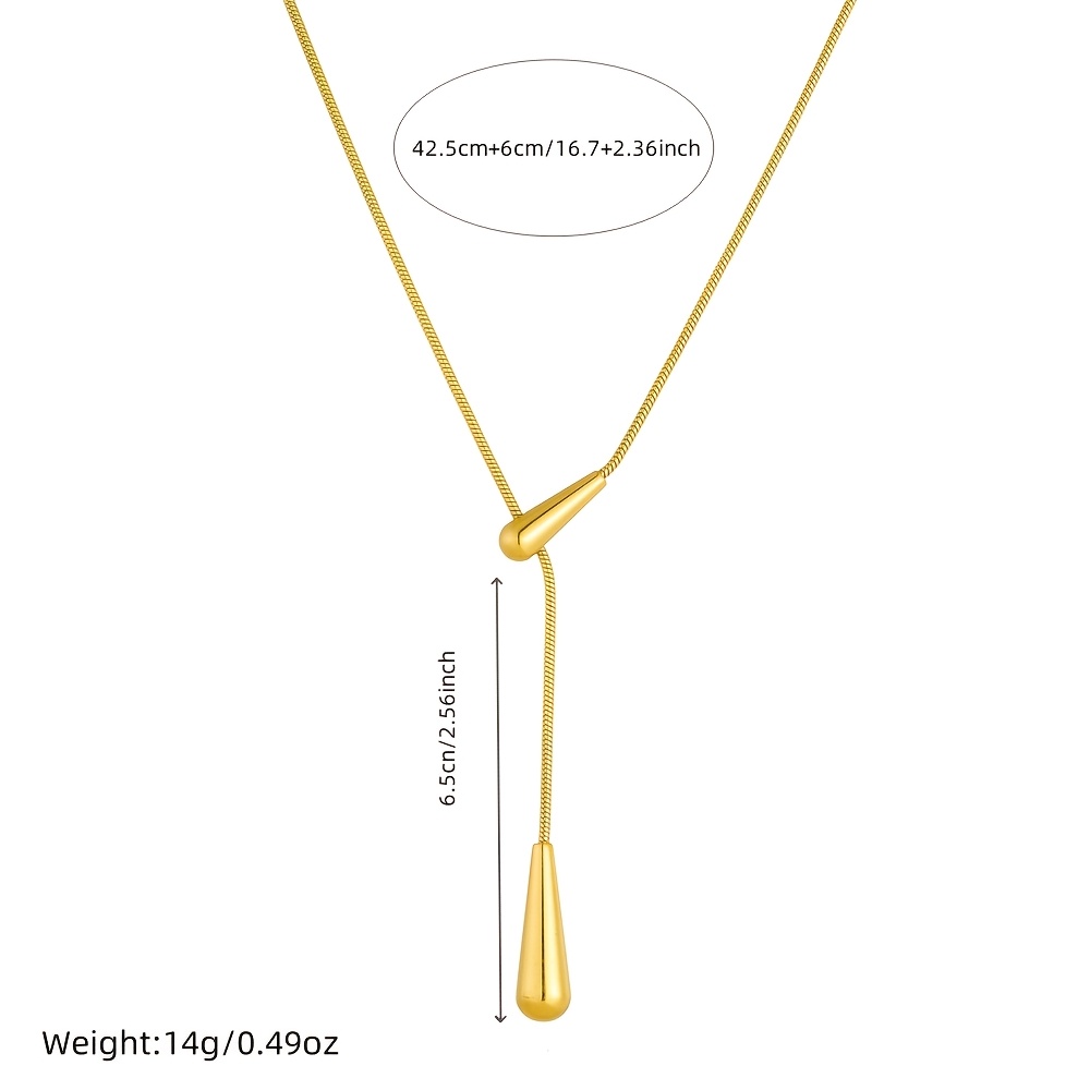 Women's Golden Water Droplet Pendant Necklace, Elegant Design