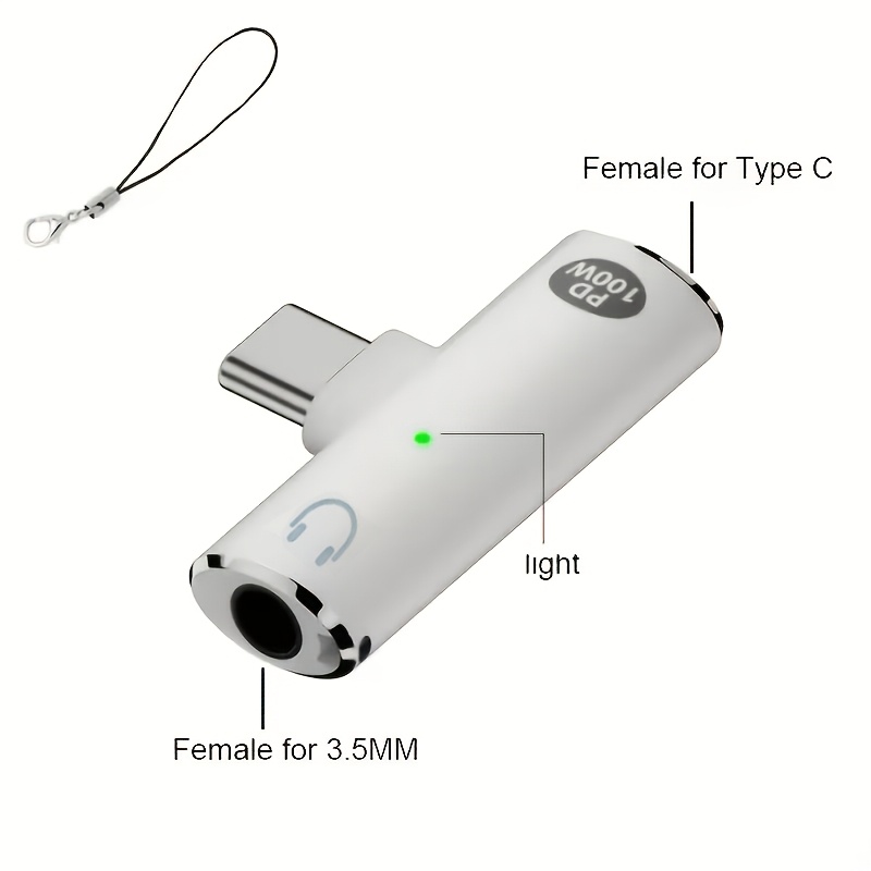 TEMU Wowssyo 2-in-1 Audio Adapter Type-c To 3.5mm Headphone Jack Pd100w Fast Charging Rotatable Headphone Audio Converter Dac Chip Digital Usb-c