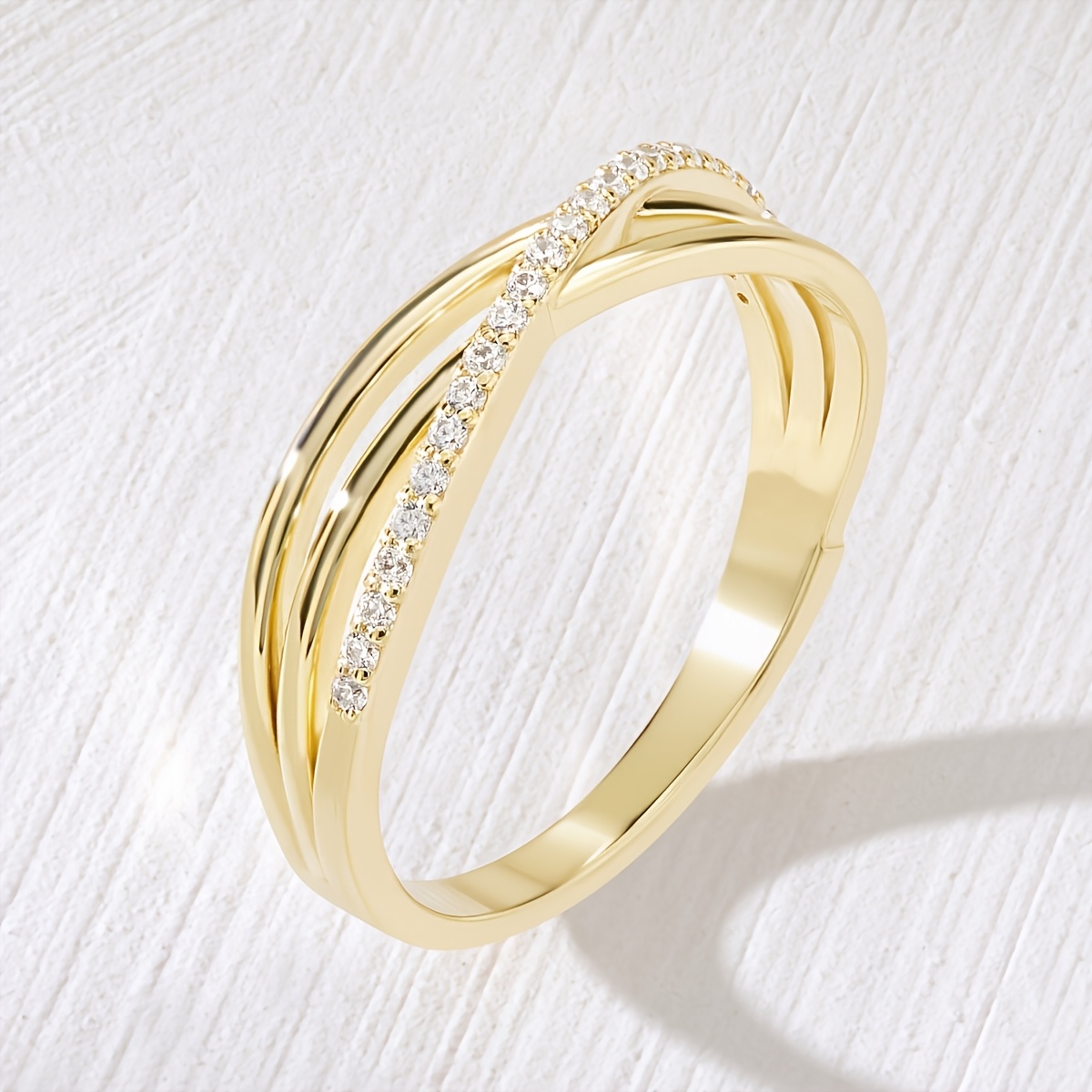 Elegant Temperament Multi-Layer Wrapped Synthetic Zirconia Ring