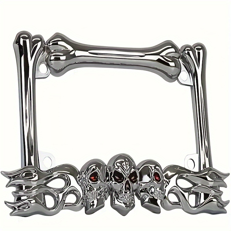 

1pc Design Motorcycle License Plate Frame, Zinc Alloy, Uncharged, Easy Rear Mount, , No Battery Required