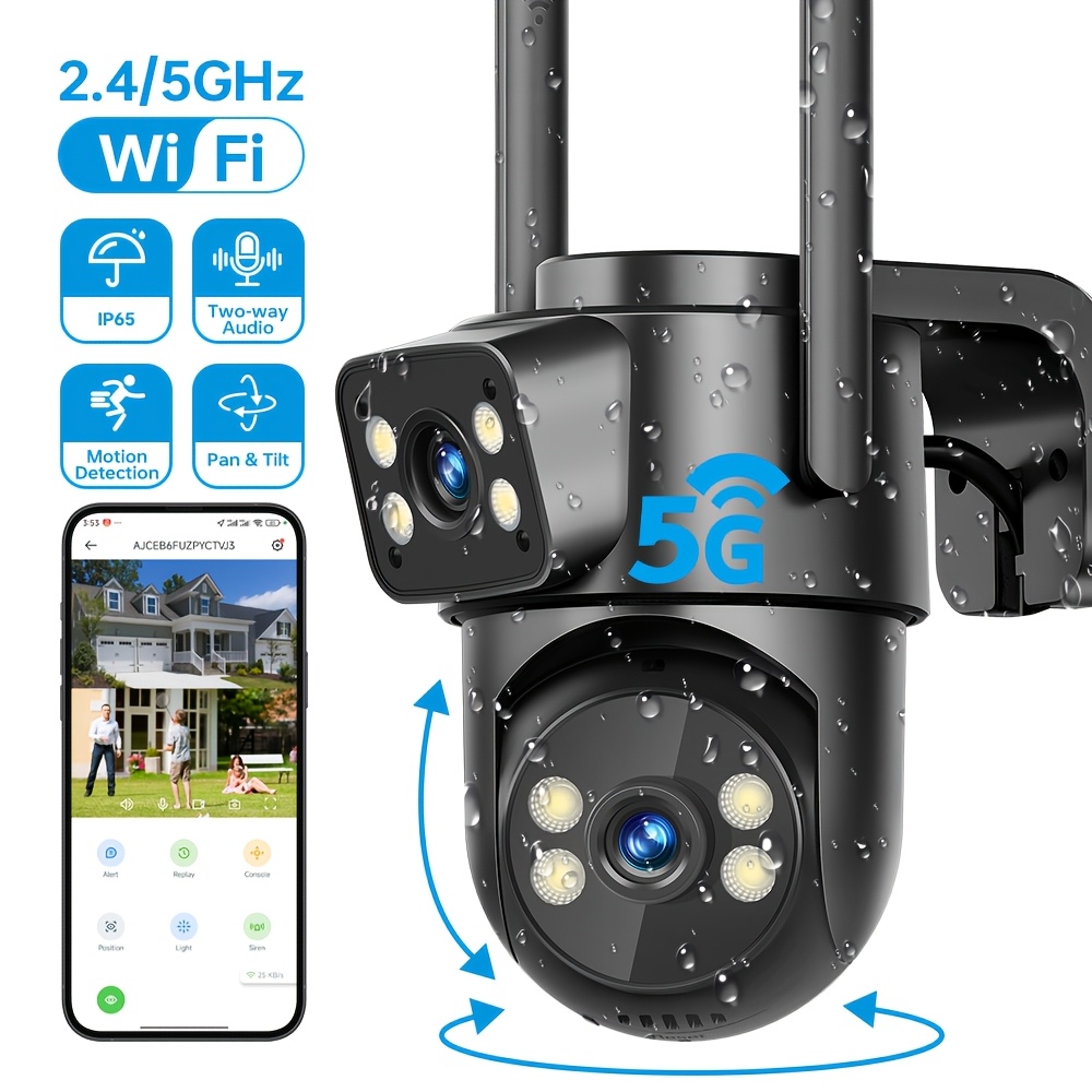 Dual Lens Security Camera, Wireless Wifi Surveillance Camera, Ai Human Detect, Auto Tracking, Color Night Vision, Pan Tilt, Usb Powered, App Controlled, Sound Detection, Ip65