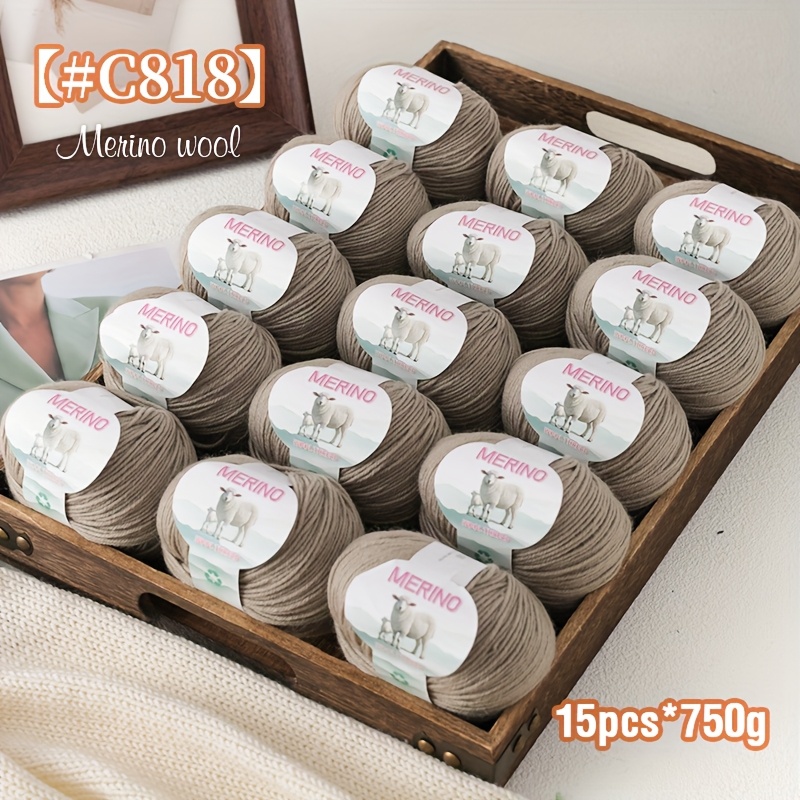 Prabangus 15 vnt. rinkinys 750G (26.4Oz) 100% Merino vidutinio pluošto vilnos siūlai