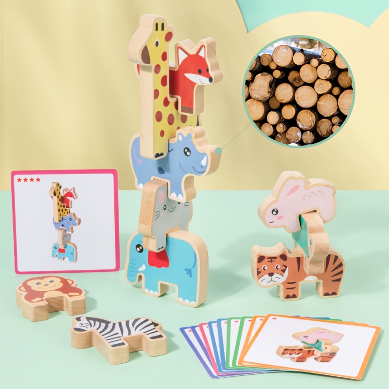 Wooden Animal Sorting Stacking Blocks Toy