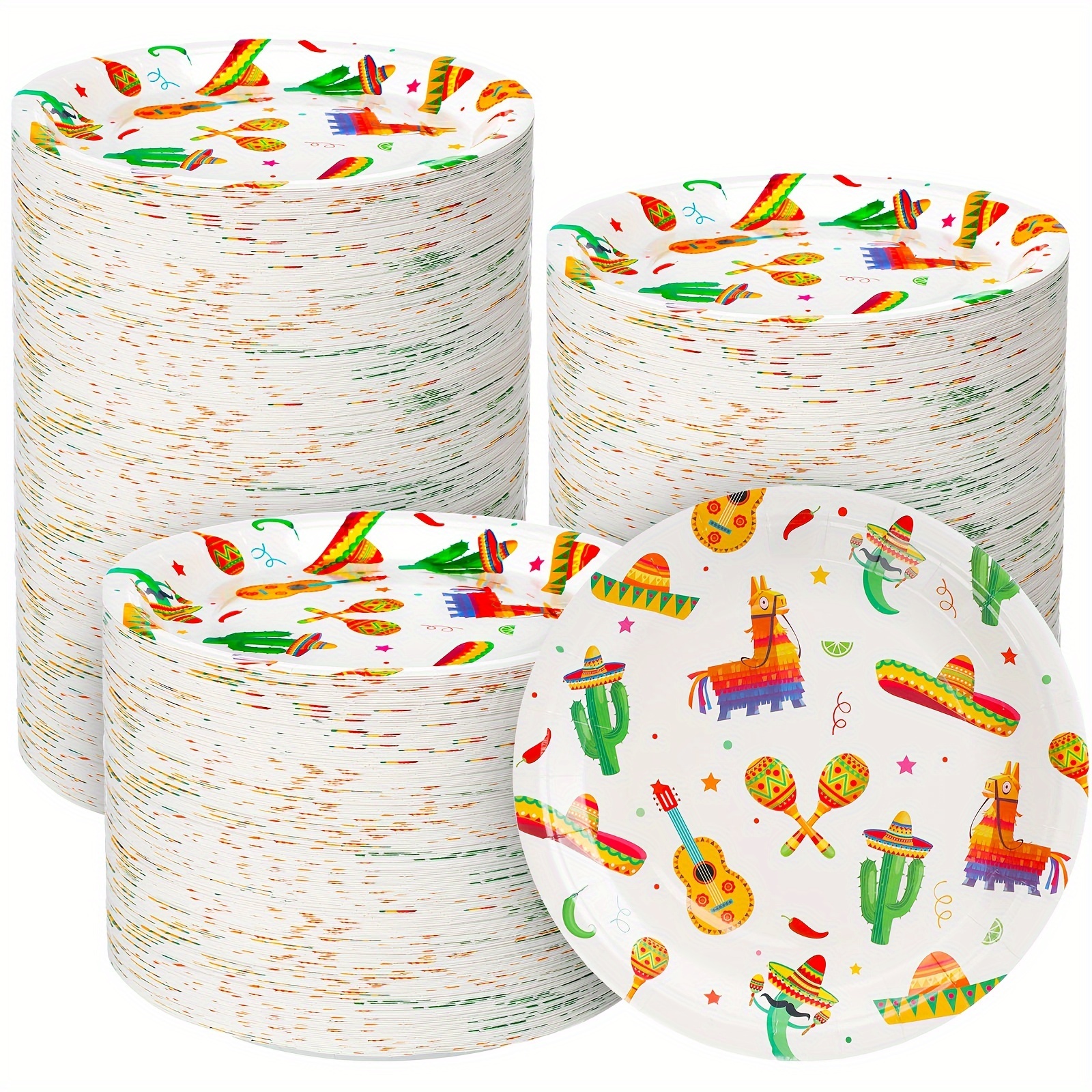 

200 Pieces Fiesta Paper Plates For Cinco De Mayo Party 9 Inch, Mexican Party Dessert Plates Taco Dinner Plates Party Supplies For Fiesta Tuesday Birthday Party Decorations (guitar)