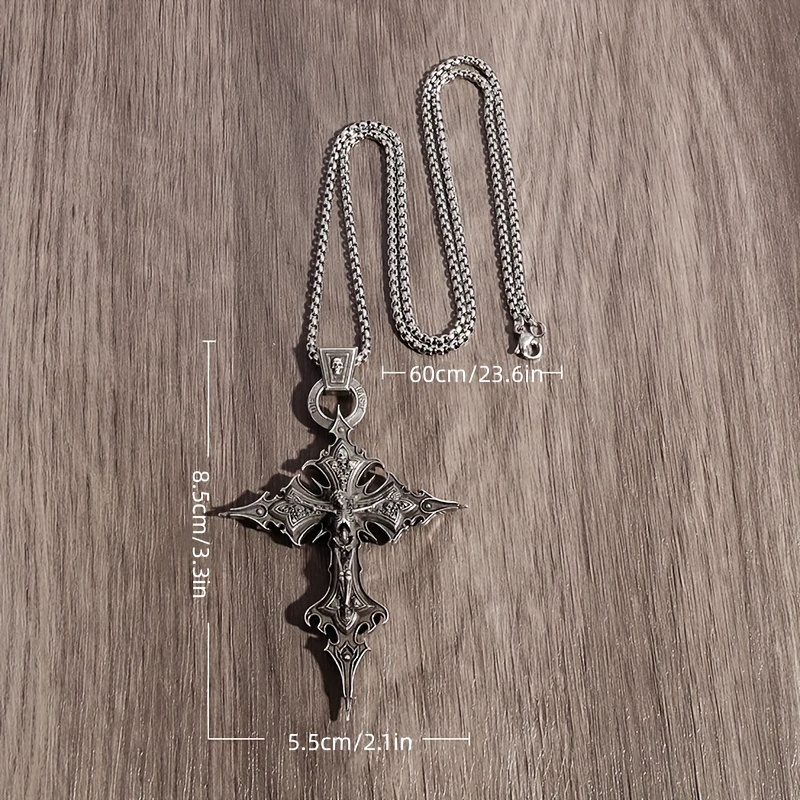 1pcs set retro punk skull cross pendant necklace for men and women personalized cool hip hop rock amulet jewelry gift details 4