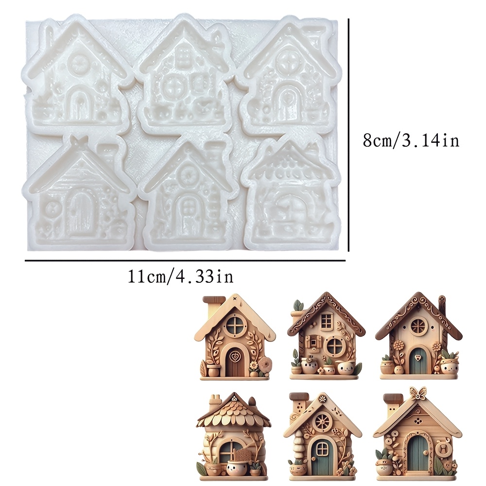 Image of 1-/6- (for Larger Batches) -grade Silicone Cake Mold - House-shaped Diy Baking Mold With Six-room Design For Fondant, Chocolate, Soap & Wax - Dishwasher, & Microwave (for Sugar Paste)