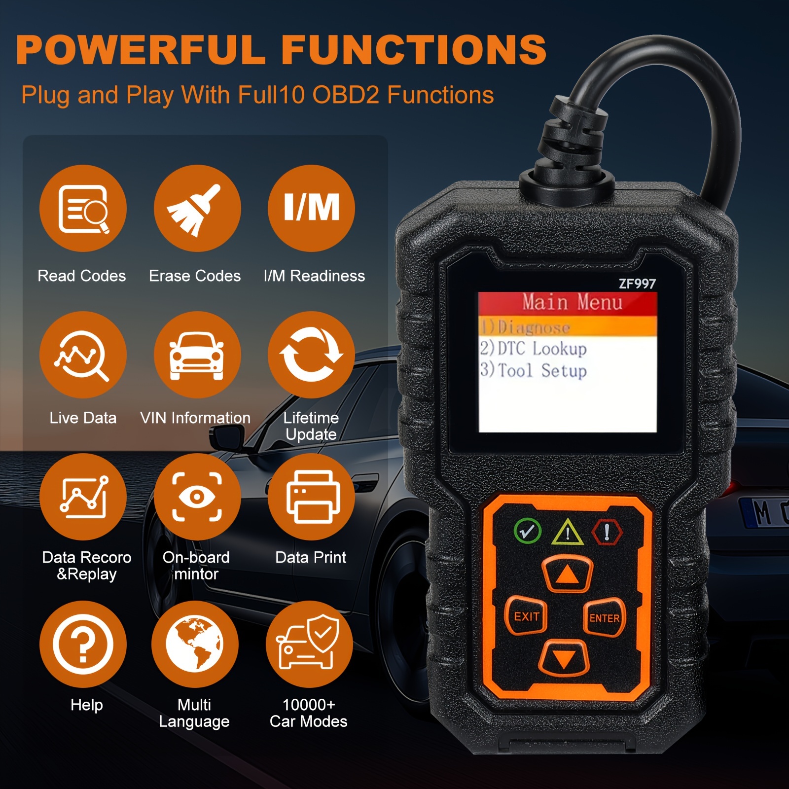 zf997 car scanner code reader engine fault diagnostic - Temu