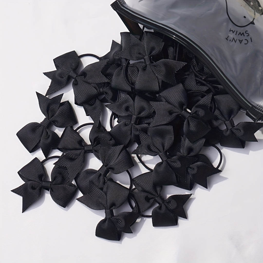 TEMU 20pcs 2-inch Hair Ties With Bows, Hair Bows Durable Rubber Bands Ponytail Holders Hair Additions For Essential In Pairs