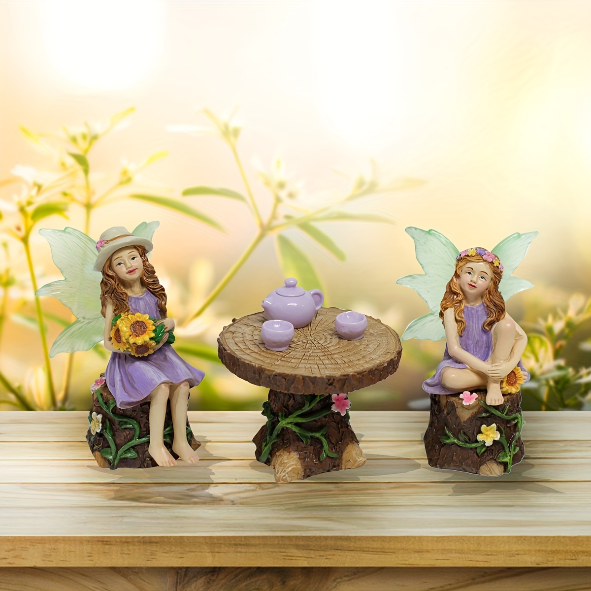 

1 Set Of 8 Party Vacation , Interesting Scene Simulation Micro Landscape Decoration Statues, Outdoor Fairy Garden Resin Crafts, Lawn Home Decorations, Tea