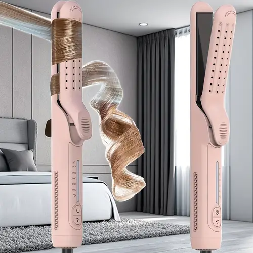 hair straightener and curler 2in 1 curling iron flat iron with cooling air vents curling wand for long short hair 360 airflow styler anti 5 adjustable