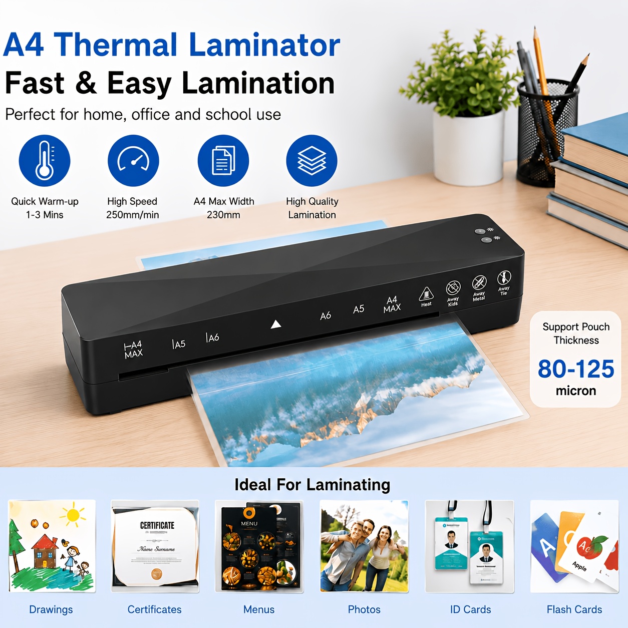 Image of Crenova A4 4-in-1 Laminating Machine - Suitable For Home, Office, School & Business Documents