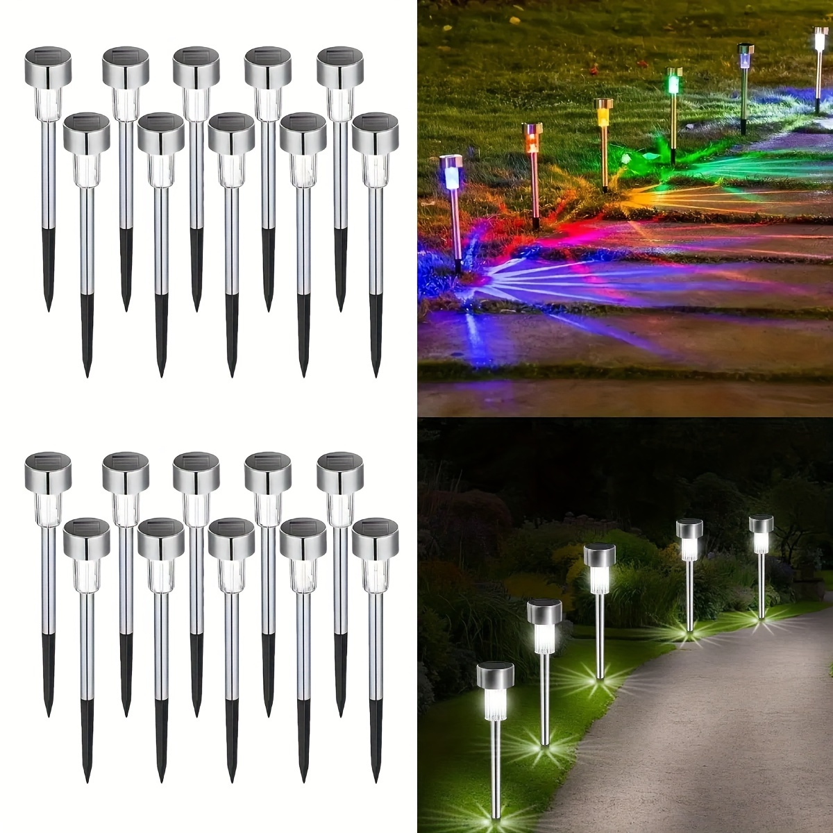 

10/20pcs Outdoor Solar Landscape Lawn Lights, Stainless Steel Garden Lights, Solar Garden Lights, For Pathway, Patio, Lawn, Villa, Park, Deck And , Christmas Halloween Lights Gift Lights