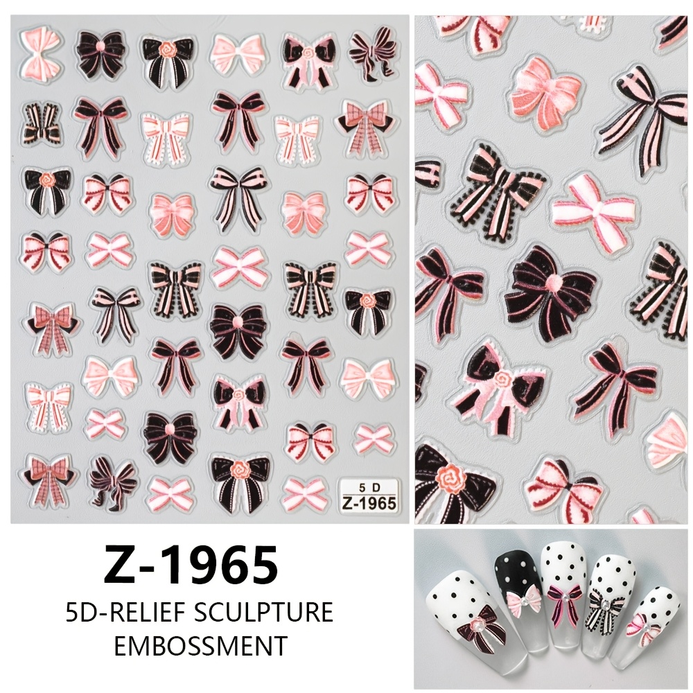 TEMU 5d Embossed Nail Art Stickers - Self-adhesive, Sparkle For Diy Manicure & Pedicure Decorations