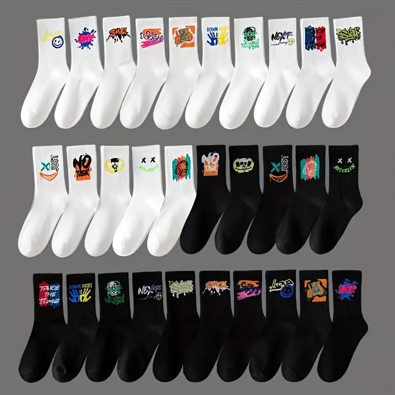 

Lot Aléatoire de Dix Paires de Chaussettes Homme Art Graffiti, Respirantes et Confortables, Adaptées aux Hommes et Femmes, Chaussettes Décontractées pour Toutes