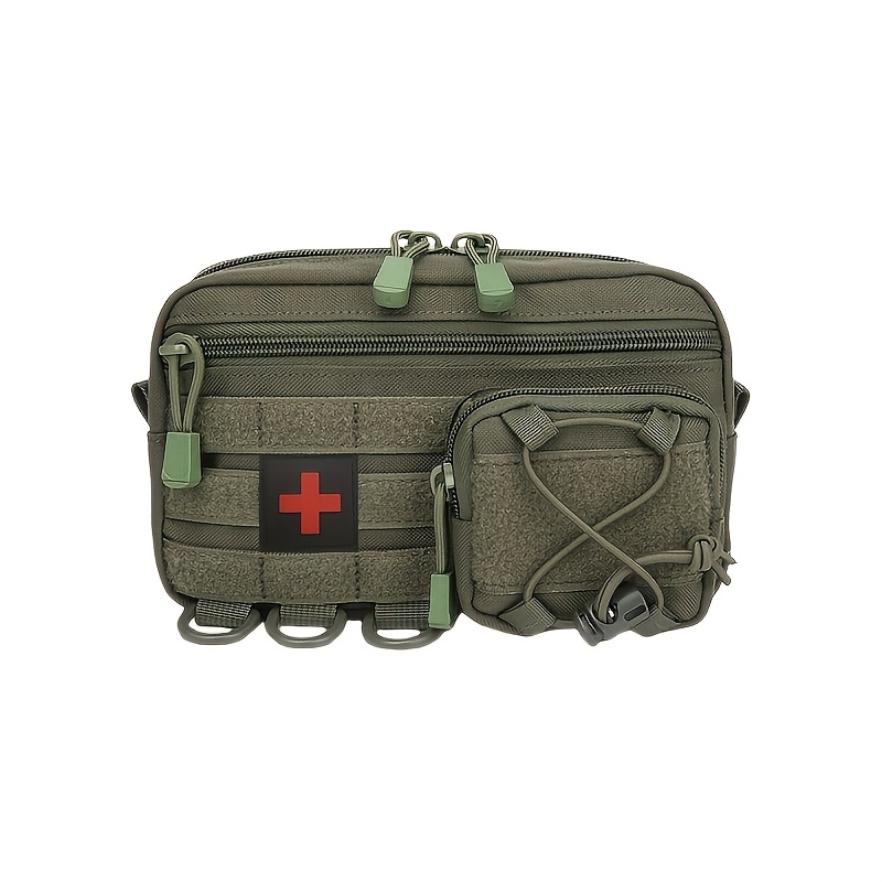 Image of 600d Portable Tactical Waist Pouch | Empty Bag Only, Multi-pocket Large-capacity Design With Zippered Compartments, Compact Belt-mounted Organizer For Outdoor And Daily Use, Solid Color Nylon