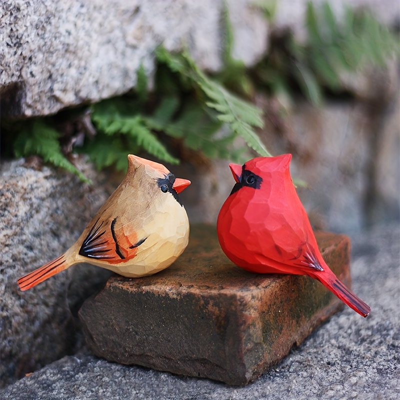 TEMU 2pcs Statues Handcrafted Wood Carving Painted Bird Statues, Bird Home Decorations, Best Gifts For Bird Lovers, Suitable For Birthdays, Christmas