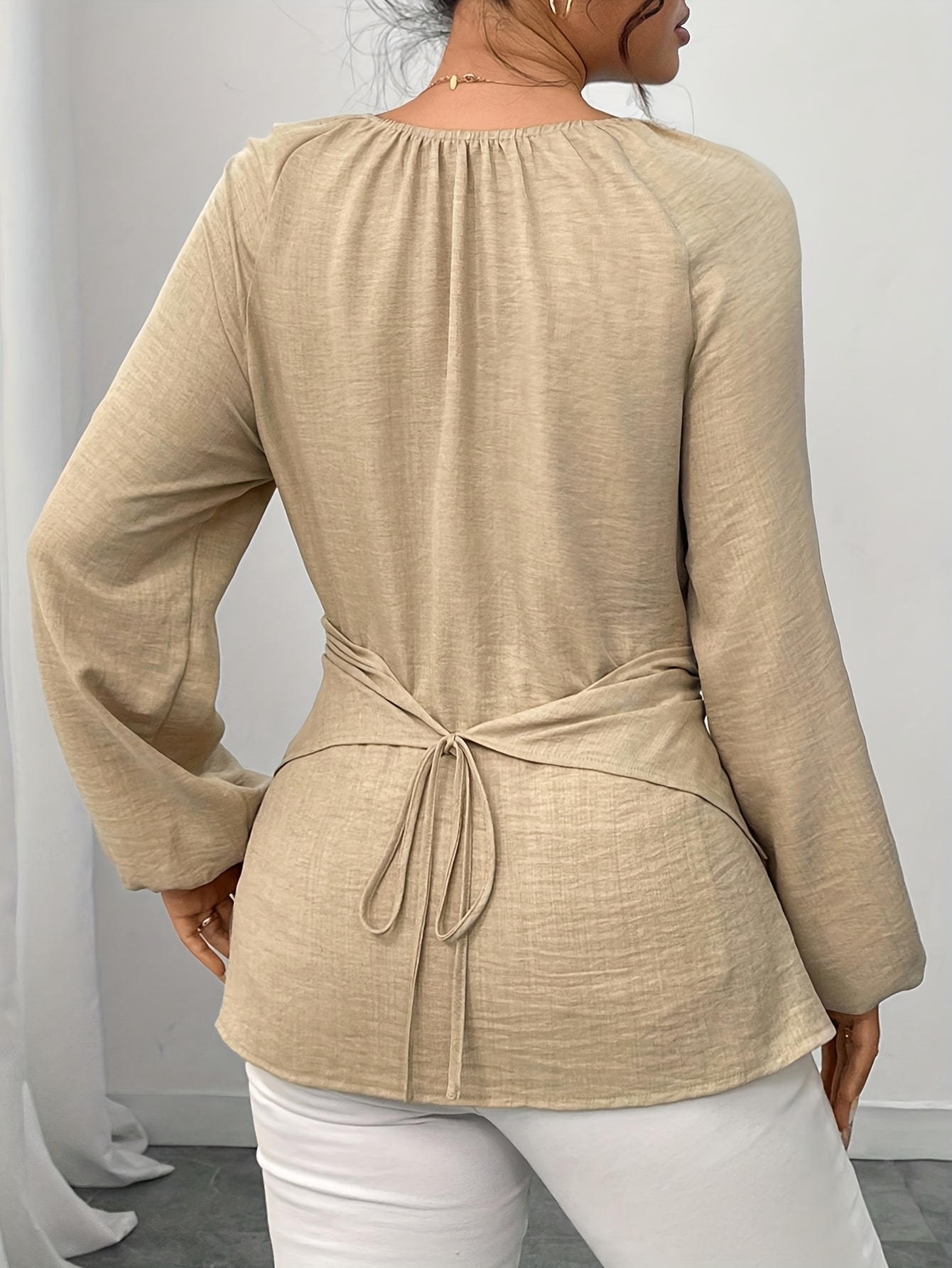 Women'S Beaded Wrap-Style Waist-Cinching Shirt