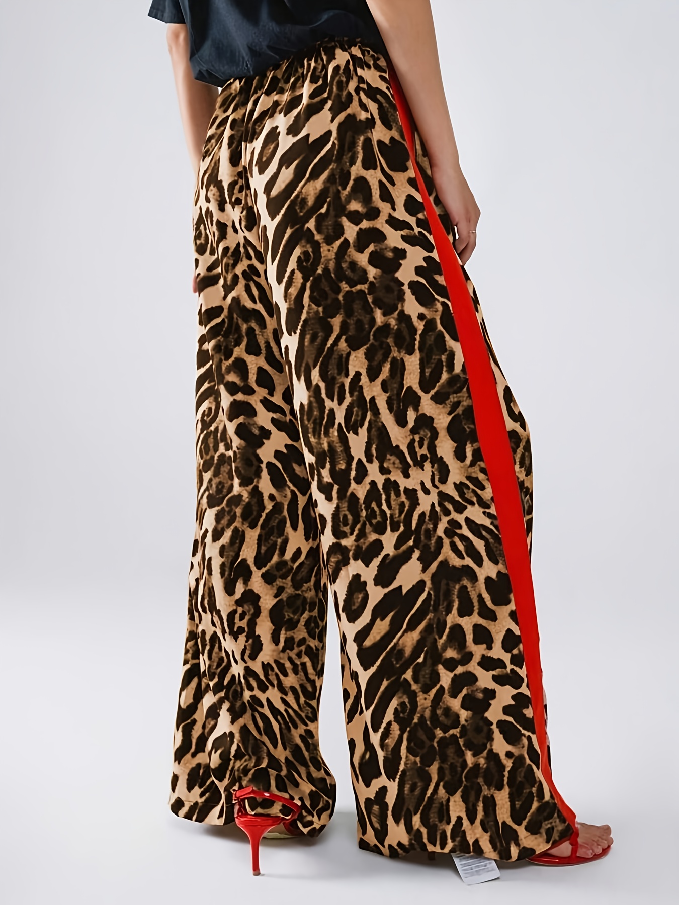 パンツ o Biani Leopard Print Wide-Leg Trousers With Relaxed 207321616-1-leopardprint?$